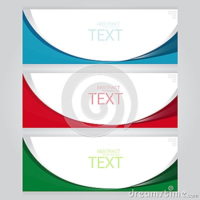 Vector set set of three banners abstract headers with blue red green Vector Illustration