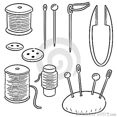 Vector set of sewing accessories Vector Illustration