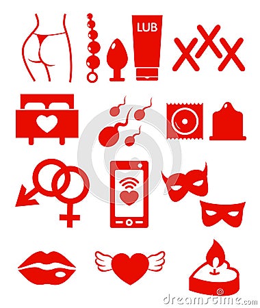 Vector Set of Sex Shop Icons Vector Illustration