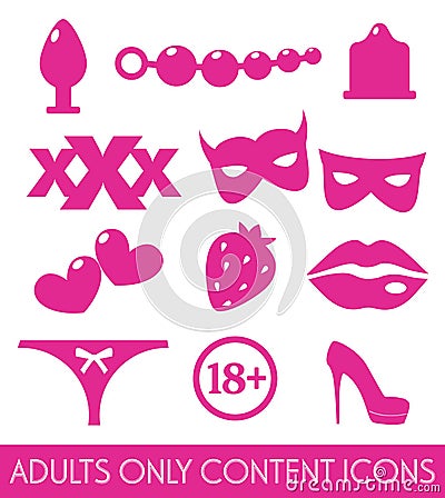 Vector Set of Sex Shop Icons Vector Illustration