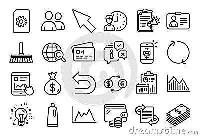 Vector set of Shampoo, Mouse cursor and Undo line icons set. Vector Vector Illustration