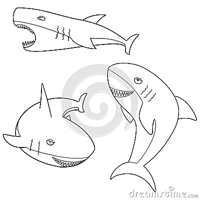 Vector set of sharks Vector Illustration