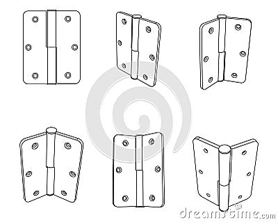 Vector set of simple door hinge Vector Illustration