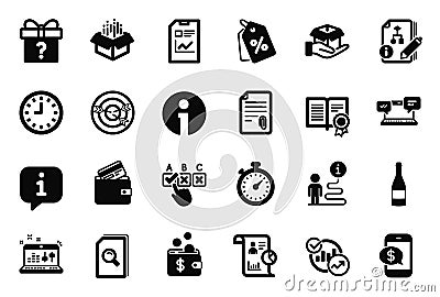 Vector Set of simple icons related to Correct checkbox, Report document and Attachment. Vector Vector Illustration