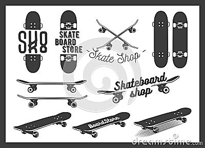 Vector set of skateboard emblems, labels, badges Vector Illustration