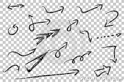 Set of sketchy of Arrows, at Transparent Effect Background Vector Illustration