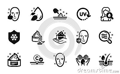 Vector set of Skin cream, Moisturizing cream and Clean skin icons simple set. Vector Vector Illustration