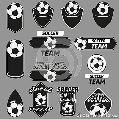 Vector Set Soccer Champions Labels Vector Illustration