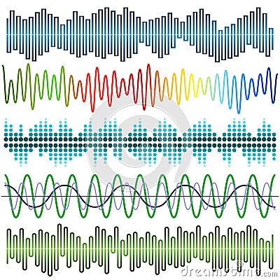 Vector set of sound waves. Audio equalizer. Sound & audio waves Vector Illustration