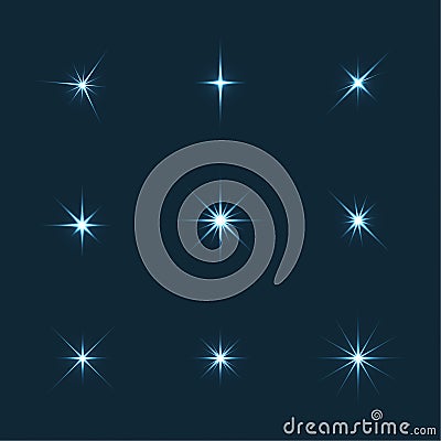 Vector set of sparkle lights stars Vector Illustration