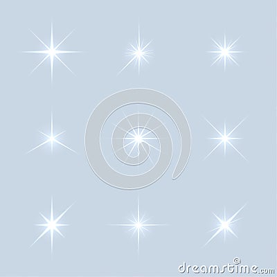 Vector set of sparkle lights stars Vector Illustration