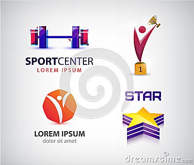 Vector set of sport logos, leadership, man, winner logo. Vector Illustration