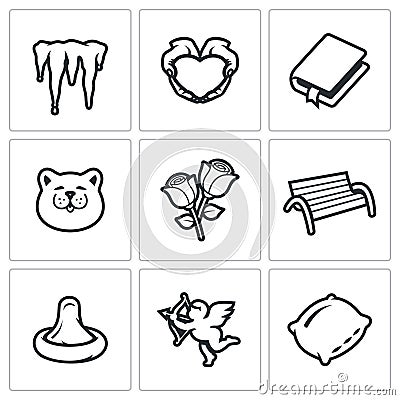 Vector Set of Spring Dating Icons. Vector Illustration