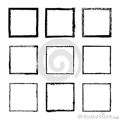 Vector set of square drawn with ink frame 4 Vector Illustration