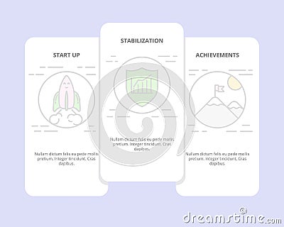 Vector set of start up, stabilization, achievement concept banners Vector Illustration