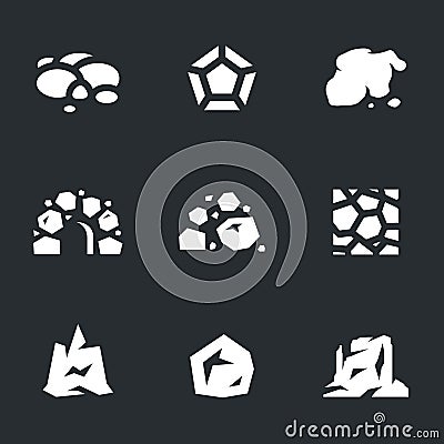 Vector Set of Stone Icons. Vector Illustration