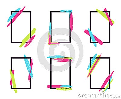 Vector set of stylish dynamic frames with geometric elements Vector Illustration
