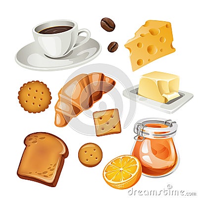 Vector set of stylized food icons. Vector Illustration