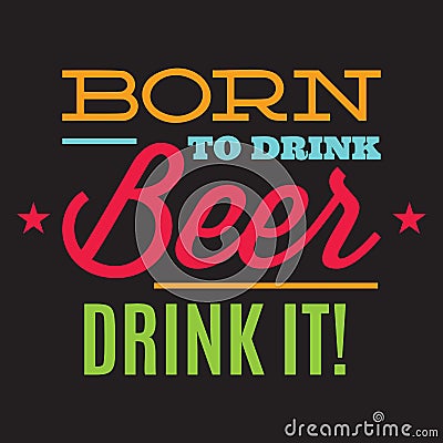 Vector set of stylized quotes on the topic of beer. Color text on a black background Vector Illustration