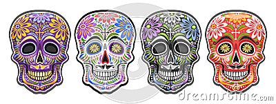 Vector set of Sugar Skulls Vector Illustration