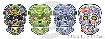 Vector set of Sugar Skulls Vector Illustration