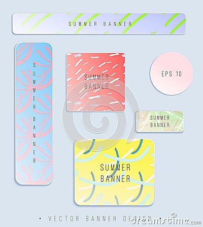 Vector set of summer banners of different sizes Vector Illustration