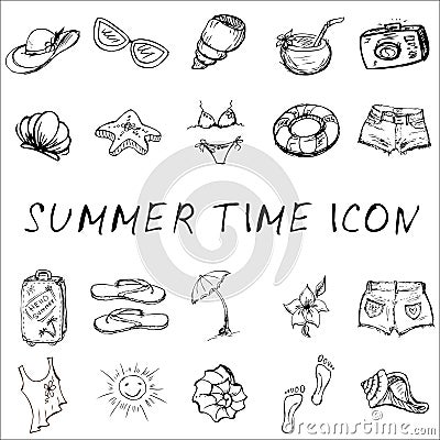 Vector set of summer travel and vacation emblems and symbols Vector Illustration
