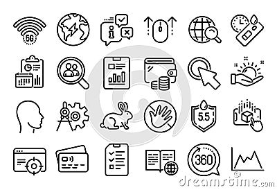 Vector set of Swipe up, Diagram and Internet book line icons set. Vector Vector Illustration