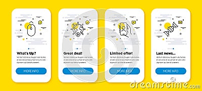 Vector set of Swipe up, Video conference and User call line icons set. Vector Vector Illustration