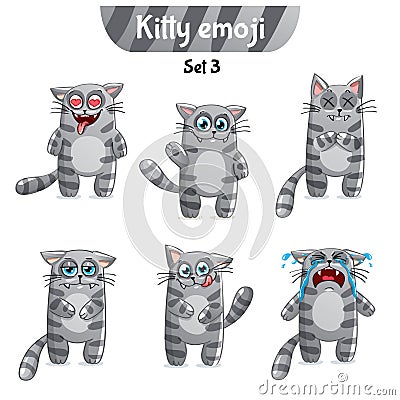 Vector set of tabby cat characters. Set 3 Vector Illustration