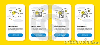 Vector set of Talk bubble, Report and Website education line icons set. Vector Vector Illustration