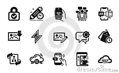 Vector set of Technical algorithm, Project deadline and Internet app icons simple set. Vector Vector Illustration