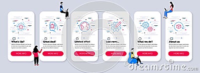Vector Set of Technology icons related to Baggage app, Work and World planet. Vector Vector Illustration