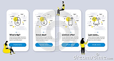 Vector Set of Technology icons related to Scroll down, Swipe up and Refrigerator. Vector Vector Illustration