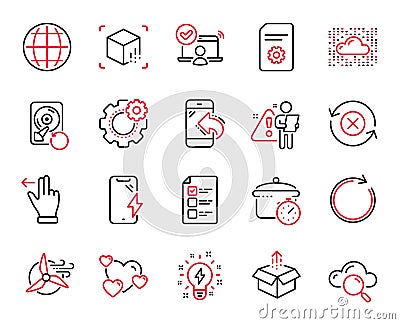 Vector Set of Technology icons related to Voting ballot, Cloud computing and Smartphone charging. Vector Vector Illustration
