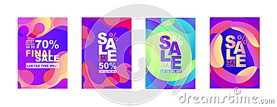 Vector Set of templates of fluid organic shapes with plastic lines, forms, text SALE SPECIAL. Liquid effect background. Stock Photo