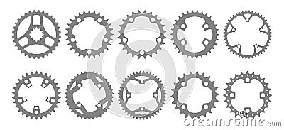 Vector set of ten bike chainring silhouettes. Vector Illustration