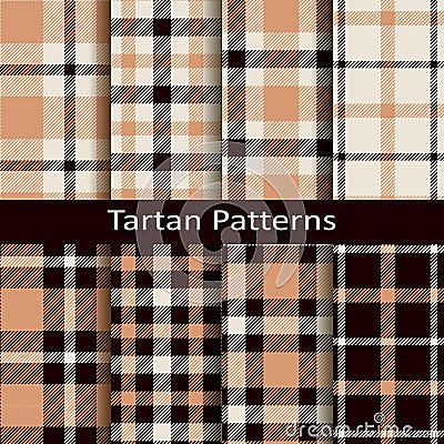 Vector set of ten seamless traditional brown tartan patterns Vector Illustration