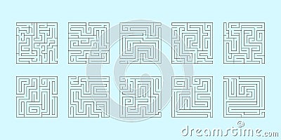 Vector set of ten square mazes Vector Illustration