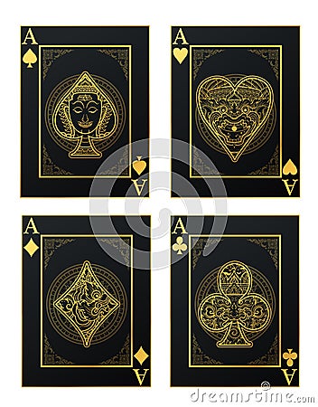 Vector set of thai tradition playing card and icon Vector Illustration