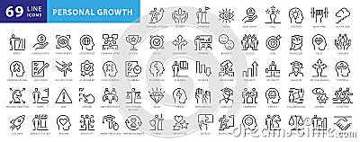 Vector set thin icons related to career progress Vector Illustration