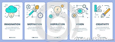 Vector set of thin line flat design innovation concept banners Vector Illustration