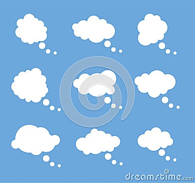 Vector set of thought white bubbles Vector Illustration