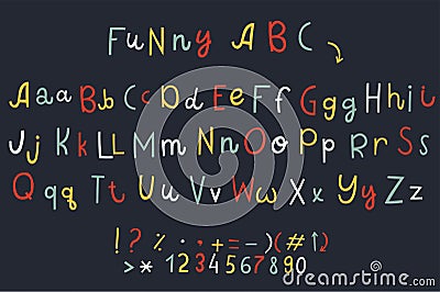 Vector set of three cartoon funny difference english Alphabets Vector Illustration