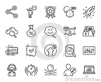 Vector set of Timer, Edit user and Online statistics line icons set. Vector Vector Illustration
