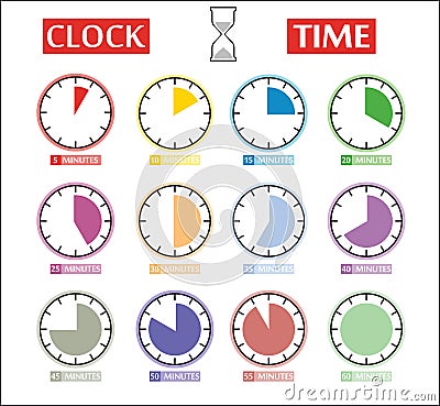 Vector Set of Timer icons. Different Time Interval Icons Vector Illustration