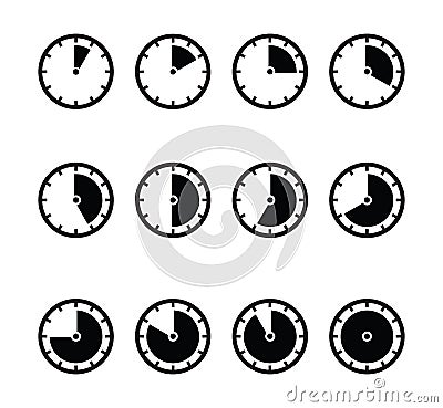 Vector Set of Timer icons. Different Time Interval Icons Vector Illustration