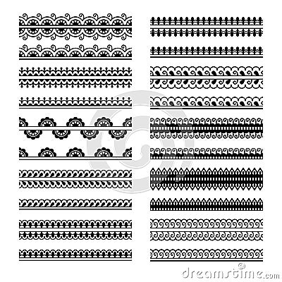 Vector set with traditional indian geometric ornamental brushes Vector Illustration
