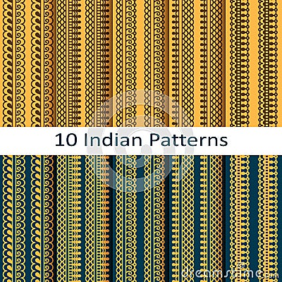 Vector set with traditional seamless vector indian patterns Vector Illustration