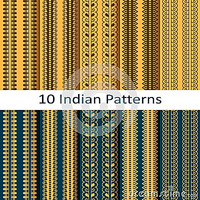 Vector set with traditional seamless vector indian patterns Vector Illustration